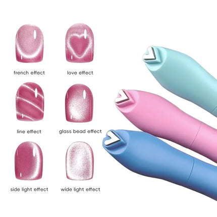 3 in 1 Cat Eye Nail Magnetic Stick Love Heart Snake Pattern French Cat Eye Nail Magnet UV Gel Polish Effect Manicure Design Tool