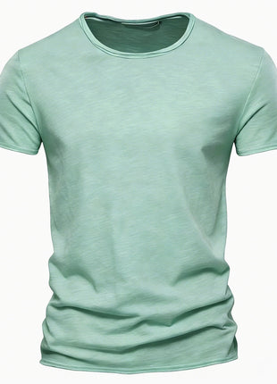T-shirt homme 100% coton Décontracté Doux Fitness Été T-shirts fins Vêtements d'intérieur Homme Col rond Manches courtes T-shirt uni pour homme