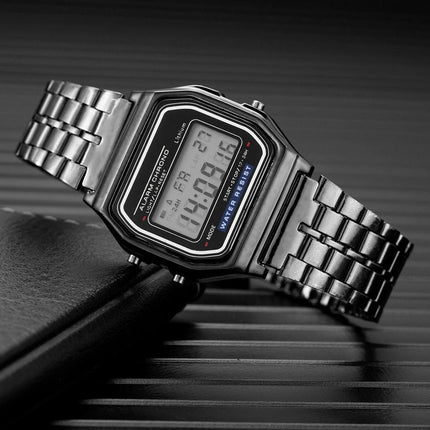 Elegante orologio digitale da donna Orologio da polso elettronico da donna d'affari in acciaio inossidabile oro argento Orologio da uomo Zegarek Damski platinumshop