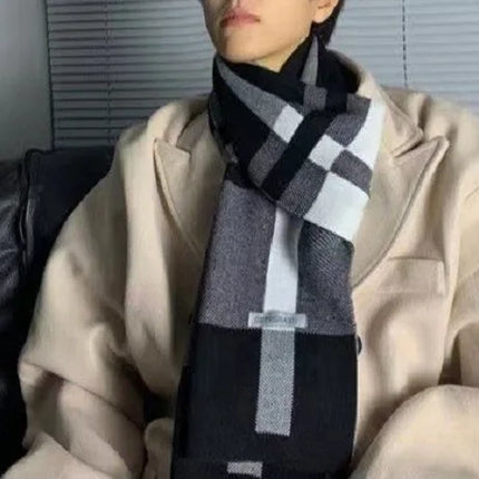 Winter Men Scarf Keep Warm Scarf Casual Fashion Brand Designers Knit Neckerchief Patchwork Wool Cashmere Scarf Shawl Wrap AC2228