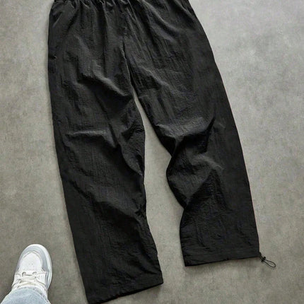 Pantaloni Larghi in Nylon con Stampa Drago per Uomo, Primavera-Estate, Joggers Streetwear per Palestra e Uso Quotidiano, Nero e Blu
