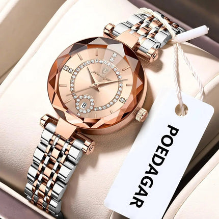 POEDAGAR Orologio da polso originale alla moda per donna Orologio da donna al quarzo con data in acciaio inossidabile impermeabile Orologi da donna casual di lusso platinumshop