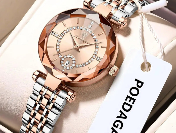 POEDAGAR Orologio da polso originale alla moda per donna Orologio da donna al quarzo con data in acciaio inossidabile impermeabile Orologi da donna casual di lusso platinumshop