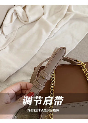 CGCBAG Luxury Brand Women Handbag 2024 New Retro Bee Female Shoulder Bag Simple High Quality Leather Designer Crossbody Bags PlatiNum