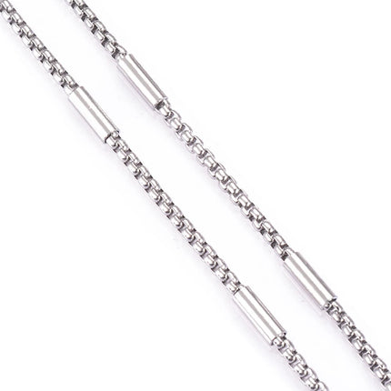 New 1 piece Stainless Steel Square Pearl Chain Necklace 3:1 Handmade Box Chain DIY Jewelry Making Bracelet Anklet Necklace PlatiNum