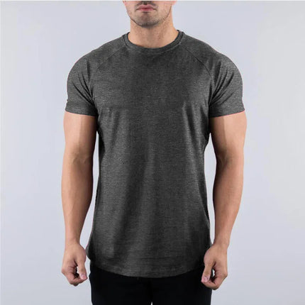 Men's Summer Skinny Casual T-Shirt Short Sleeve Tee Male Gym Fitness Sport Cotton Tops Man Running Workouts Sweatshirt Clothing PlatiNum
