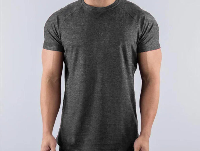 Men's Summer Skinny Casual T-Shirt Short Sleeve Tee Male Gym Fitness Sport Cotton Tops Man Running Workouts Sweatshirt Clothing PlatiNum