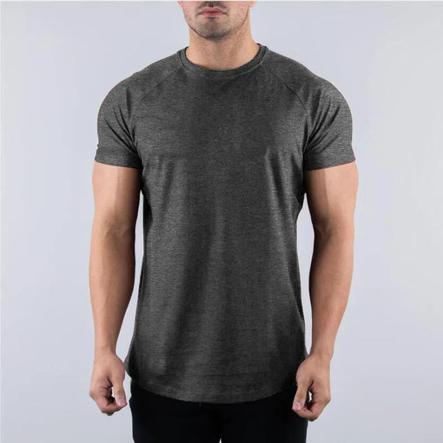 Men's Summer Skinny Casual T-Shirt Short Sleeve Tee Male Gym Fitness Sport Cotton Tops Man Running Workouts Sweatshirt Clothing PlatiNum