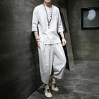 Stile giapponese due pezzi t-shirt pantaloni uomo uomo abiti Kimono maniche corte giappone Harajuku Yukata Cardigan Costume top pantaloni