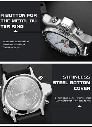 SANDA Sport orologio digitale al quarzo da uomo orologi subacquei creativi orologio da uomo con allarme impermeabile orologio con doppio Display Relogio Masculino platinumshop