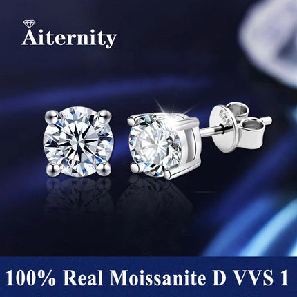 GRA 925 Sterling Silver D VVS1 Moissanite Earrings Diamond Tester Positive Snow Stud Zircon Women Sparkling Wedding Jewelry PlatiNum