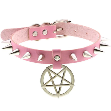1Pc Harajuku Cuore Sexy Rivetti Cuoio DELL'UNITÀ di elaborazione Nero Goth Punk Girocollo Per Y2K Ragazze FAI DA TE Goth Star Pentagramma Collane Grosse Gioielli PlatiNum