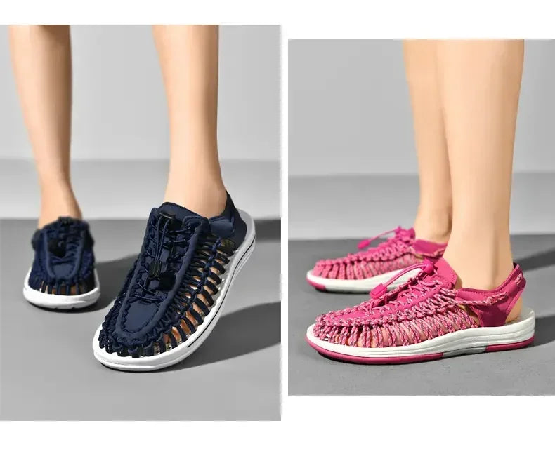 Fashion Men Sandals for Women Slippers Weaving Design Beach Breathable Casual Flat Sandals Outdoor Couples Sandals Size 48