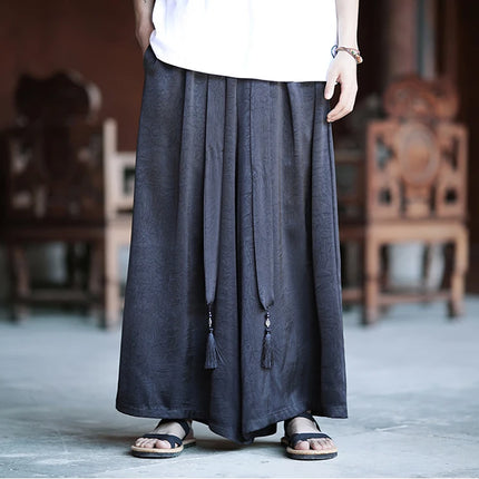 Pantaloni stile cinese da uomo nuovi pantaloni larghi casual in seta di ghiaccio a gamba larga pantaloni da uomo kimono alla moda retrò comodi e traspiranti
