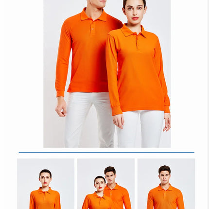 Long sleeve polo shirt in breathable cotton Personal Company Group Design Custom Logo print embroidery Casual men's and women's tops