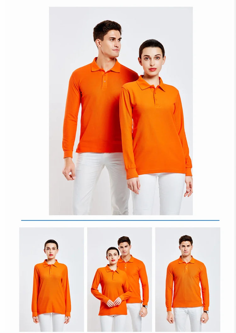 Polo a maniche lunghe in cotone traspirante Personal Company Group Design Logo personalizzato stampa ricamo Casual uomo e donna top