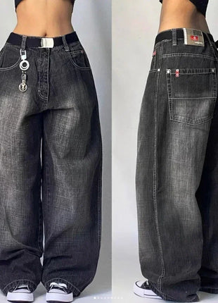 Jeans larghi ricamati modello Joker di tendenza della moda americana Donna Street Y2K Nuovi pantaloni a gamba larga oversize Hip Hop Jeans unisex