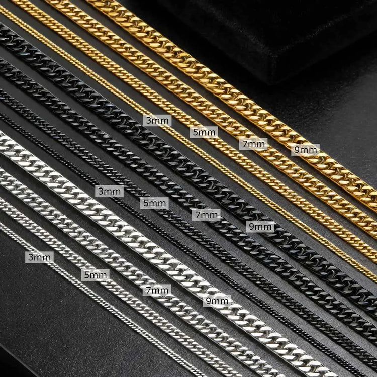 Chunky Miami Cuban Chain Necklaces for Men Women,Silver Color Stainless Steel Metal Chain Collar,Basic Classic Jewelry Gift PlatiNum