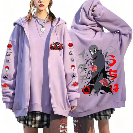Naruto Uchiha Itachi New Japanese Anime Fashion Y2K Harajuku Men's Trendy Casual Sportswear Men's Couple Style Zip-Up Coat