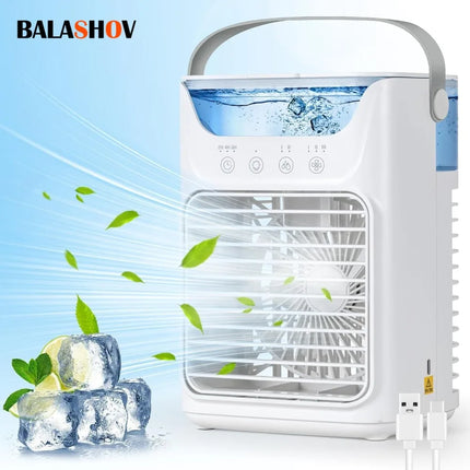 Condizionatore d'aria portatile USB, mini ventilatore rinfrescante, 3 velocità, serbatoio acqua da 650 ml, umidificatore spray, raffrescatore evaporativo silenzioso da tavolo, ventilatore portatile personale, ricaricabile, p
