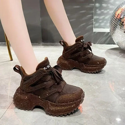 7.5cm Height Increase Autumn and Winter Thick Soled Women's Sports Shoes 2026 New Casual Walking Sneakers Ladies' Dad Shoes