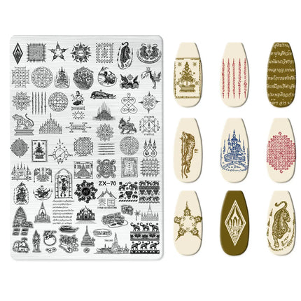 Flowers Love Nail Stamping Newspaper Splice Theme Irregular Stamping Plates Letter Nail Art Printing Stencil Tool Big Size Tools