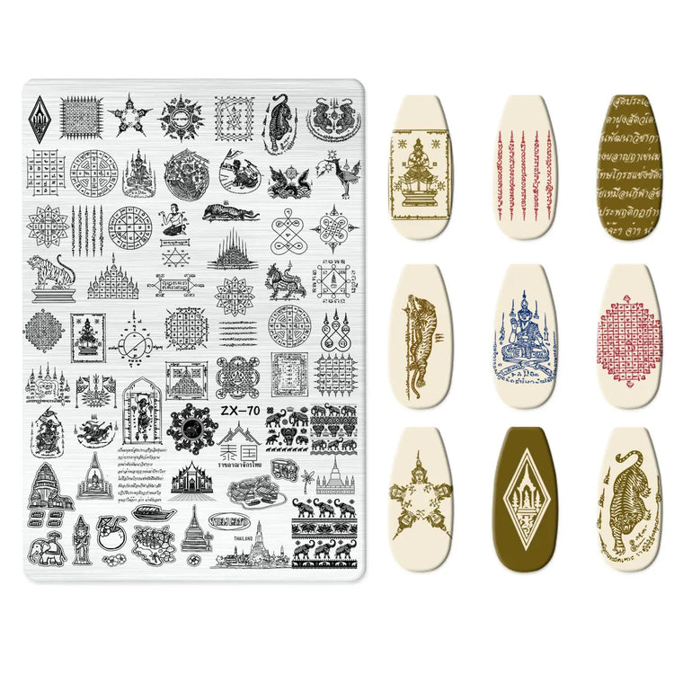 Flowers Love Nail Stamping Newspaper Splice Theme Irregular Stamping Plates Letter Nail Art Printing Stencil Tool Big Size Tools