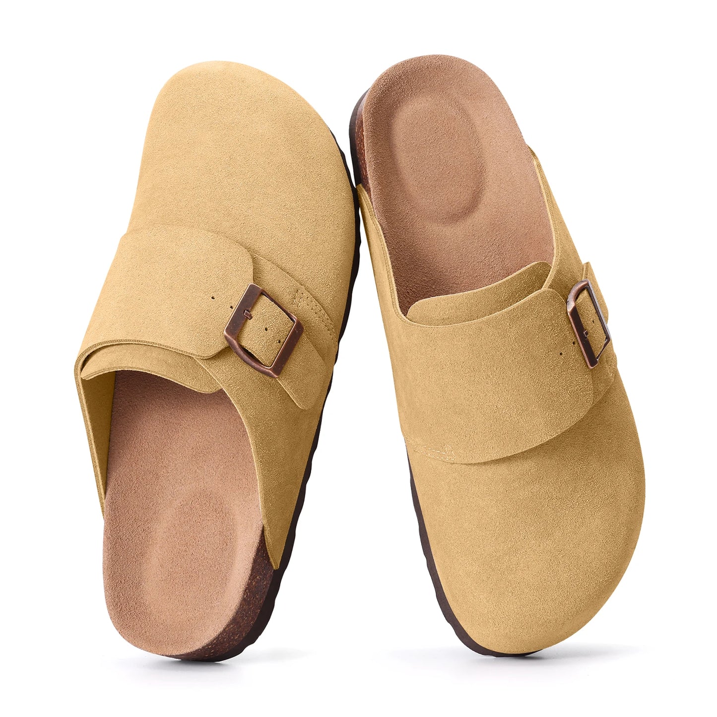 Eyriphy New Women Open Toe Leopard Slides With Adjustable Buckle Classic Flat Sandals Casual Cork Footbed Women's Slippers