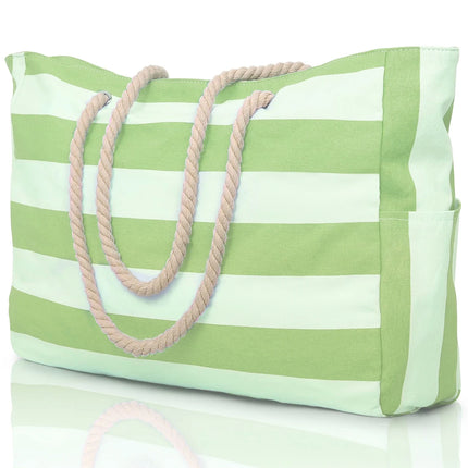 Striped zip-up outdoor travel and vacation bag, waterproof and sand-resistant canvas, convenient foldable beach bag-zmt