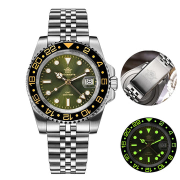 ADDIESDIVE 40mm GMT Watch Men Top Brand Quartz Wristwatch Luxury Ceramic Bezel 20Bar Diving Waterproof Luminous Watch AD2050