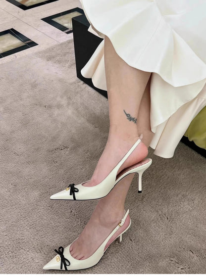 Heels sandals Gladiator summer luxury Brand 2025 bow Women High Heels Pointed toe designer Elegant Slingbacks Party Ladies Shoes