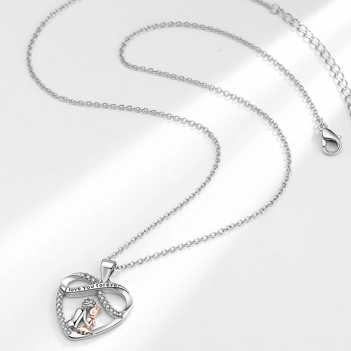 Collana con amore infinito per zia e nipote, zirconi intarsiati in rame, regalo di compleanno della presaglia, regalo di laurea, qualsiasi regalo di festa