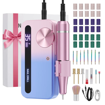 35000RPM Electric Nail Drill Machine Professional Nail Drills for Gel Nails Polish Rechargeable Portable Nail File Manicure Tool
