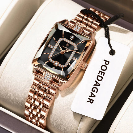 POEDAGAR Orologio da donna di lusso Impermeabile Data Orologio da polso da donna casual di alta qualità Orologio da donna elegante al quarzo in acciaio inossidabile platinumshop