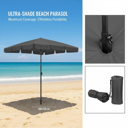 Anthracite beach umbrella 180x120 cm