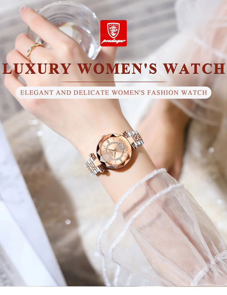 POEDAGAR Orologio da polso originale alla moda per donna Orologio da donna al quarzo con data in acciaio inossidabile impermeabile Orologi da donna casual di lusso platinumshop