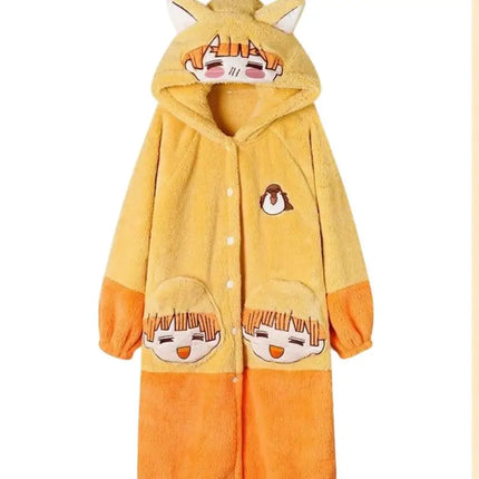 Demon Slayer Kanroji Mitsuri Tokito Muichiro Women Autumn Winter Loungewear Coral Fleece Robe  Love Hashira Cosplay Home Pajamas