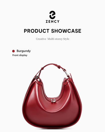 Zency Borsa da donna in vera pelle premium Borsa hobo di lusso Borsa a tracolla moda di grande capacità per moglie amante ragazza regalo Sac