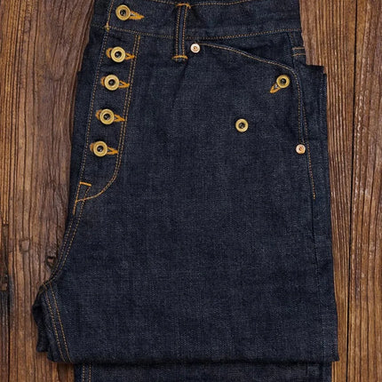 Red Tornado Retro Heavy 18oz Raw Selvedge Denim Pants Sanforized Button Fly High Waist Flap Pocket Carpenter Style Jeans