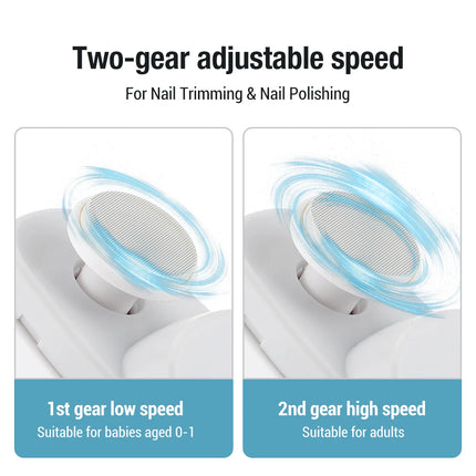 Electric Nail File for Fingernail and Toenail 2 in 1 Trimmer and Polisher Rechargeable Portable Manicure Kit with LED Light for Home Use