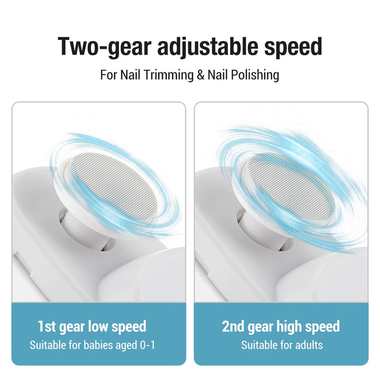 Electric Nail File for Fingernail and Toenail 2 in 1 Trimmer and Polisher Rechargeable Portable Manicure Kit with LED Light for Home Use