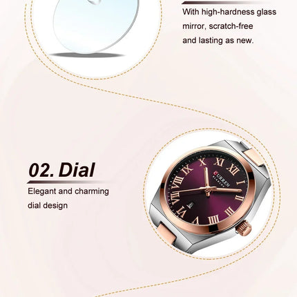 CURREN Orologio da donna, Orologi da donna, Orologi da donna, Abito alla moda impermeabile Bracciale in acciaio inossidabile Orologi analogici Data platinumshop