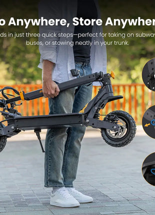 Ausom L1 Monopattino Elettrico Autonomia fino a 70 km, 800W, Freni a Disco Anteriori e Posteriori con E-ABS, Pneumatici Tubeless da 10”, Monopattino Pieghevole per Pendolarismo Urbano