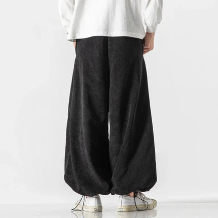 Cineserie Cintura Pantaloni da uomo Moda Pantaloni sportivi larghi Harajuku Pantaloni da jogging Hip Hop Velluto a coste Coppia casual Pantaloni Harem M-5XL