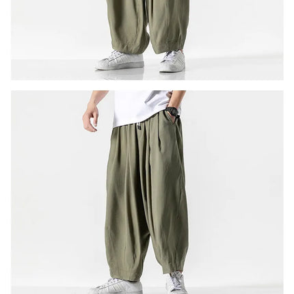 Pantaloni a Gamba Larga da Uomo Oversize Comodi Stile Harajuku Jogger Casual Moda Larga Elastico in Vita Streetwear