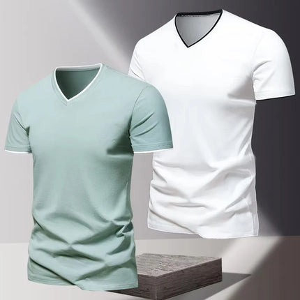 Men's Short Sleeve V-Neck T-Shirt, Men's Sporty Casual T-Shirt, Plain Simple Trendy Basic T-Shirt