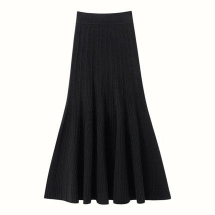 Woman's 100% Cashmere Knittwear Skirt Autumn Winter Elegant Mermaid Mid-calf High Waisted Slim Office Lady Dress Light Luxury PlatiNum