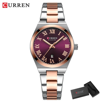 CURREN Orologio da donna, Orologi da donna, Orologi da donna, Abito alla moda impermeabile Bracciale in acciaio inossidabile Orologi analogici Data platinumshop