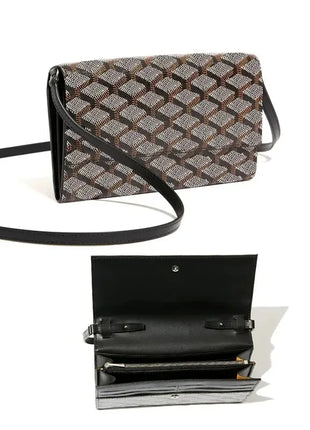 Borsa a Tracolla Lunga con Motivo a Quadretti Retrò, Tracolla Sottile Rimovibile, Porta Carte Multiplo, Tasca Portamonete con Cerniera, Borsetta Piccola alla Moda per Uso Quotidiano