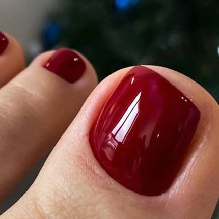 100Pc/Set Solid Color Simple Foot Fake Nails Artificial Red Fake Acrylic Nails Press On Toenails Art Tips Gluing Manicure Tool 2028